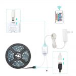 RGB Şerit Led Tek Çip 5 Metre Kumandalı 12VDC Adaptörlü - Görsel 2