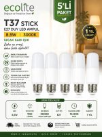 Ecolite T37 8,5W Stick E27 Duy LED Ampul 3000K - Görsel 2