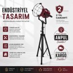 Endüstriyel Model Tripotlu Lambader BAC 3040 -Bordo Kırmızı - Görsel 2